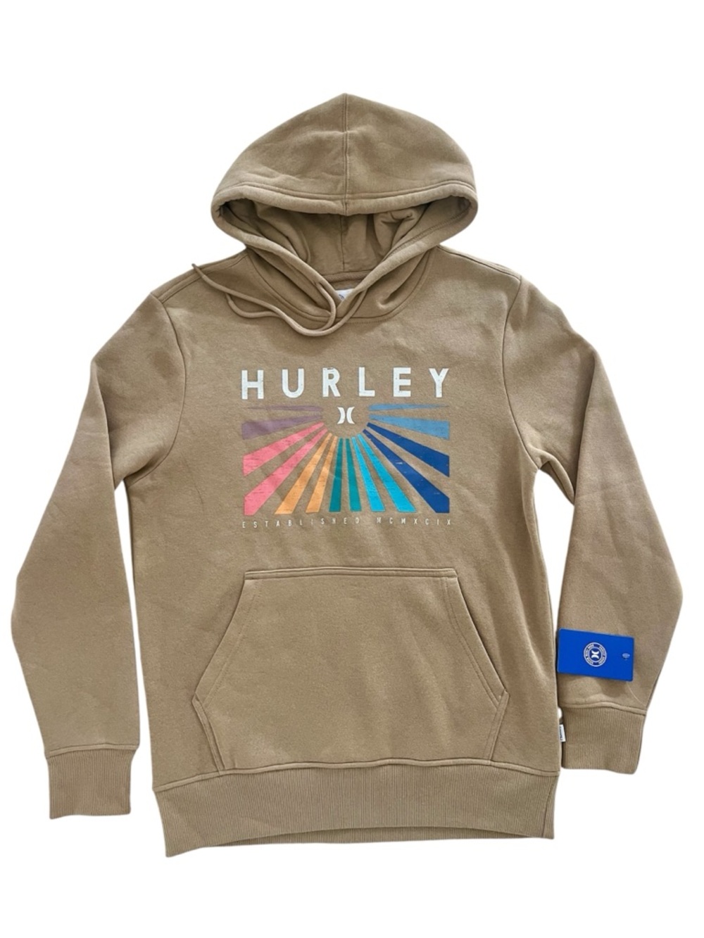 NWT Hurley Beamer Fleece Hoodie S Khaki Tan Sun Surf Beach